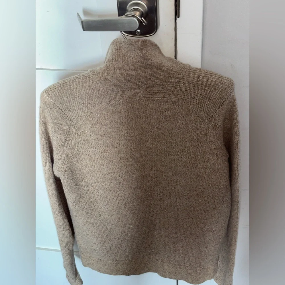 J. Crew Merino Wool Brown Metallic Zip Front Cardigan‎ Sweater Small Women’s